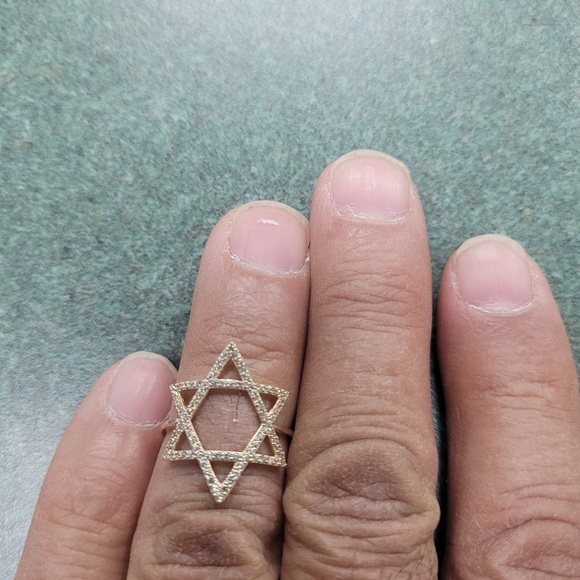 New 14K Yellow Gold CZ Star of David Ring size 5 6 7 8 9 - Picture 5 of 6